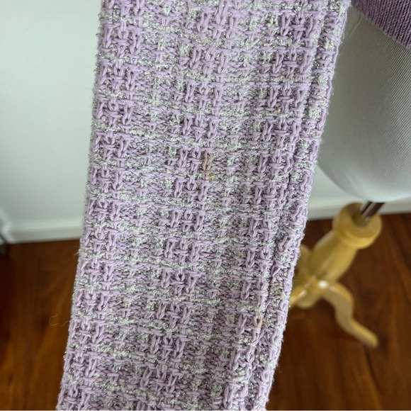 Mango Tweed Metallic Cardigan Sweater Lady Jacket Lavender Silver Size XS - Picture 9 of 13